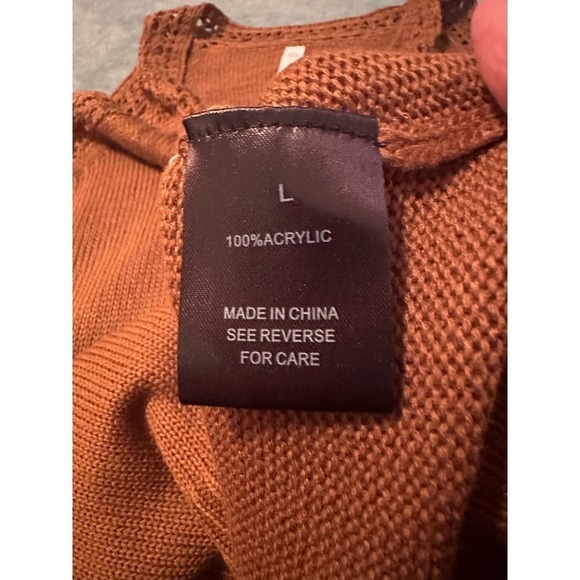 Wishlist Women's Acrylic Sleeveless Ribbed Crochet Tank Sweater Size L Brown NWT - Picture 9 of 9